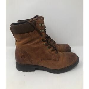 Crown Women Leather Brown Lace Up Boots Size 8